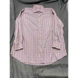 Peter Millar Shirt Mens XXL White Blue Check Pink  Long Sleeve Button